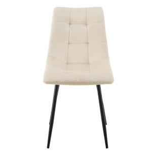 Juskys Esszimmerstuhl Blanca, 6er Set, beige Samt, mit schwarzen Stahlbeinen.