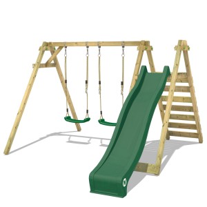 Wickey Schaukel Smart Swift mit grüner Rutsche und Leiter. Gartenschaukel für Kinder.