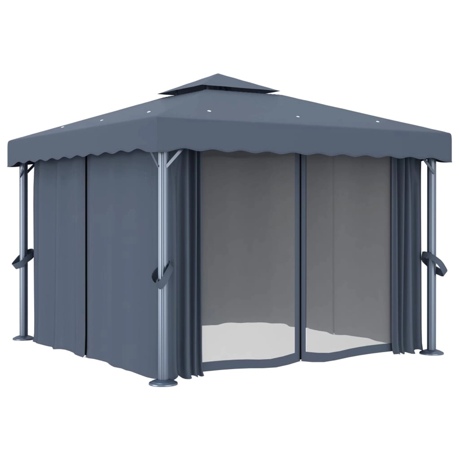 vidaXL Pavillon mit Vorhängen & LEDLichterkette 3x3 m Anthrazit kaufen