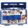 Dremel 687 Mehrzweck-Set in blauer Box mit verschiedenen Werkzeugaufsätzen.