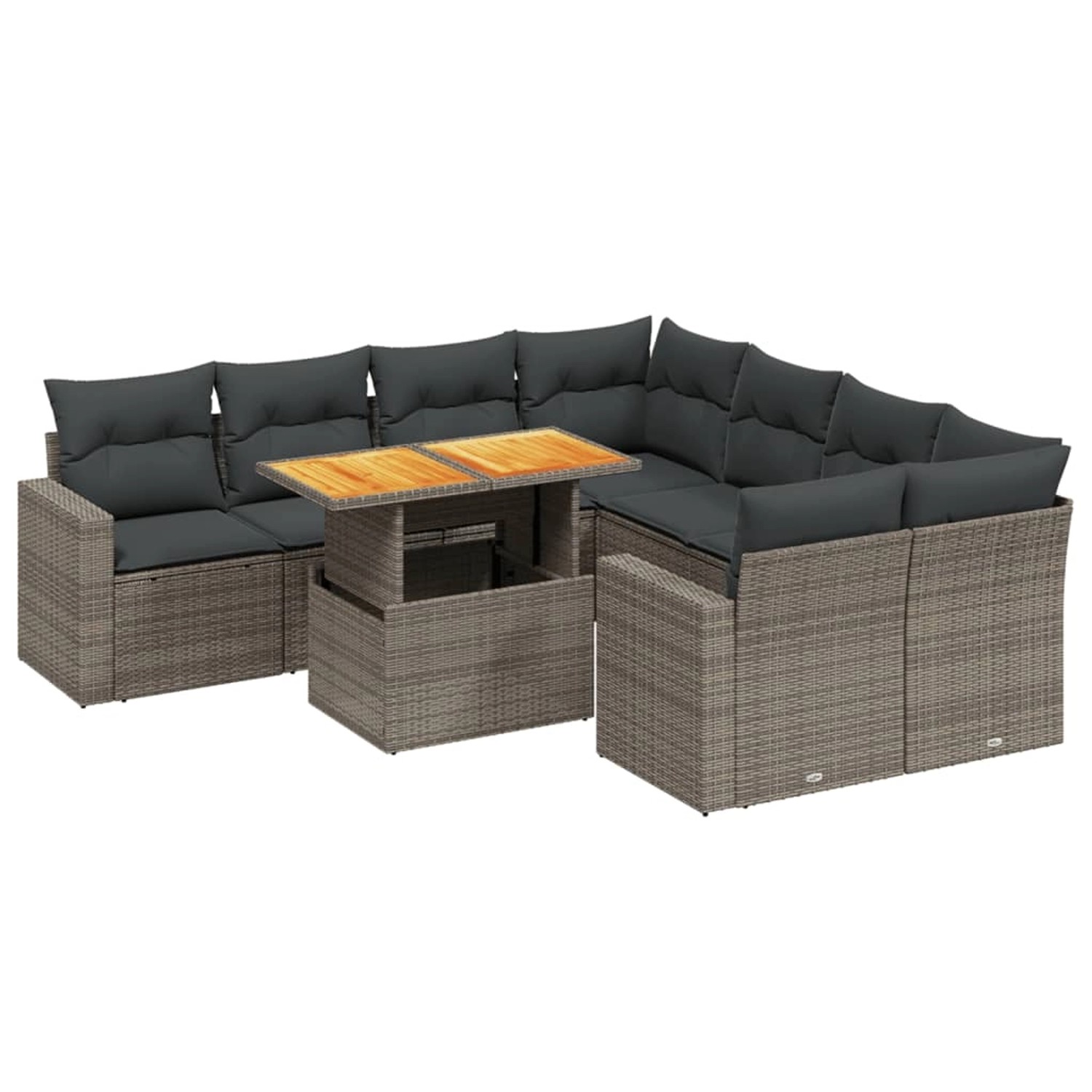 vidaXL 9-Tlg Garten-Sofagarnitur mit Kissen Grau Poly Rattan 3271242 günstig online kaufen