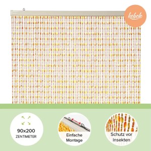 Kobolo Türvorhang Perlenvorhang orange-gelb, 90x200 cm, Dekoartikel & Wohnaccessoire.