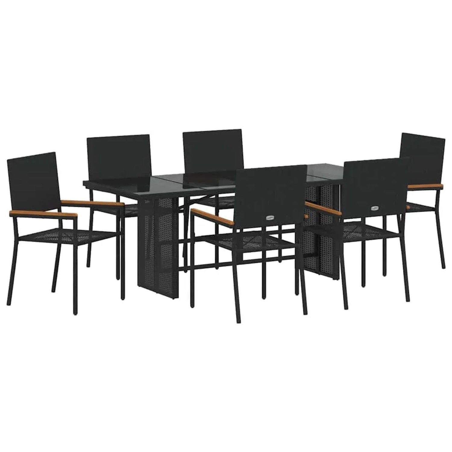 vidaXL Garten Essgruppe 7-Tlg Schwarz Poly-Rattan 3365424 günstig online kaufen