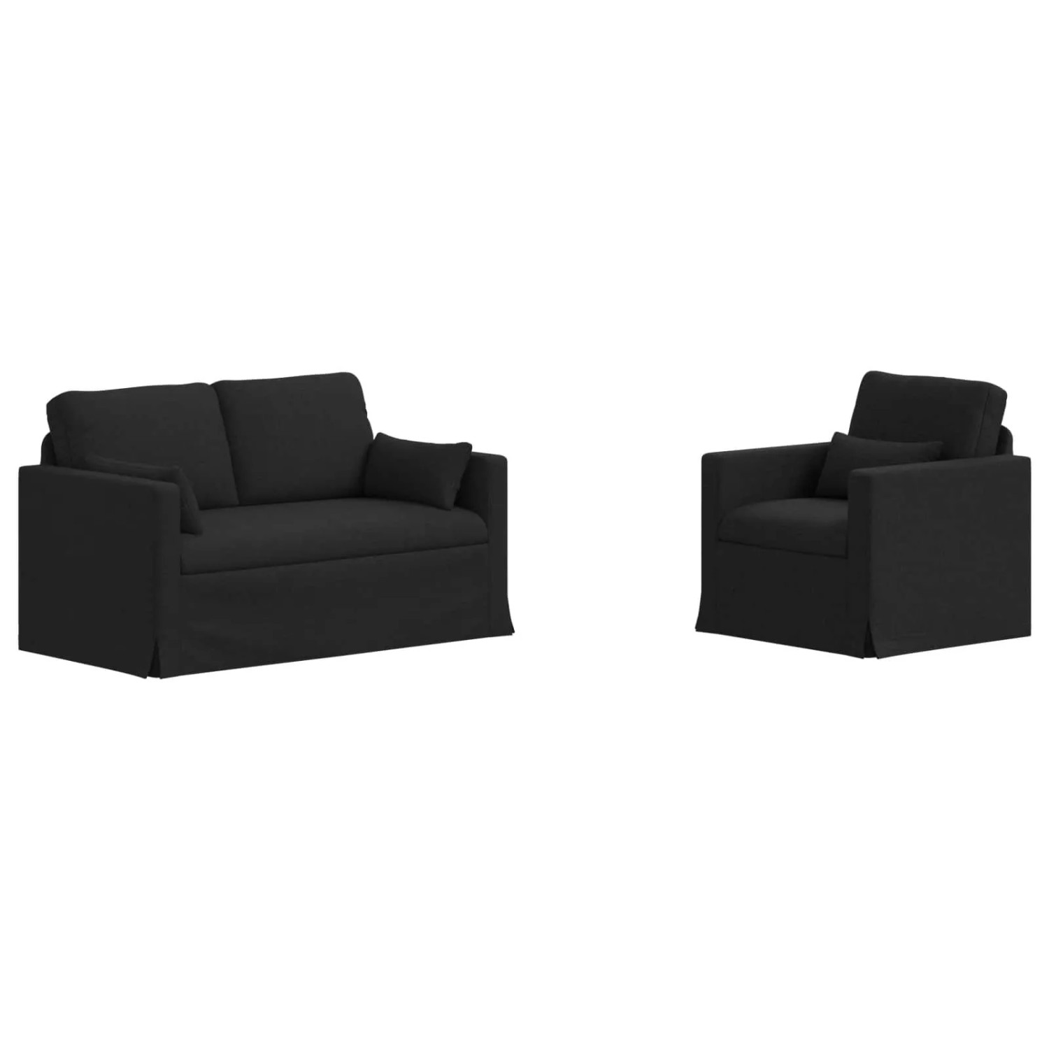 vidaXL Sofa 2-Tlg Schwarz 139 x 78 x 80 cm Stoff 3407495