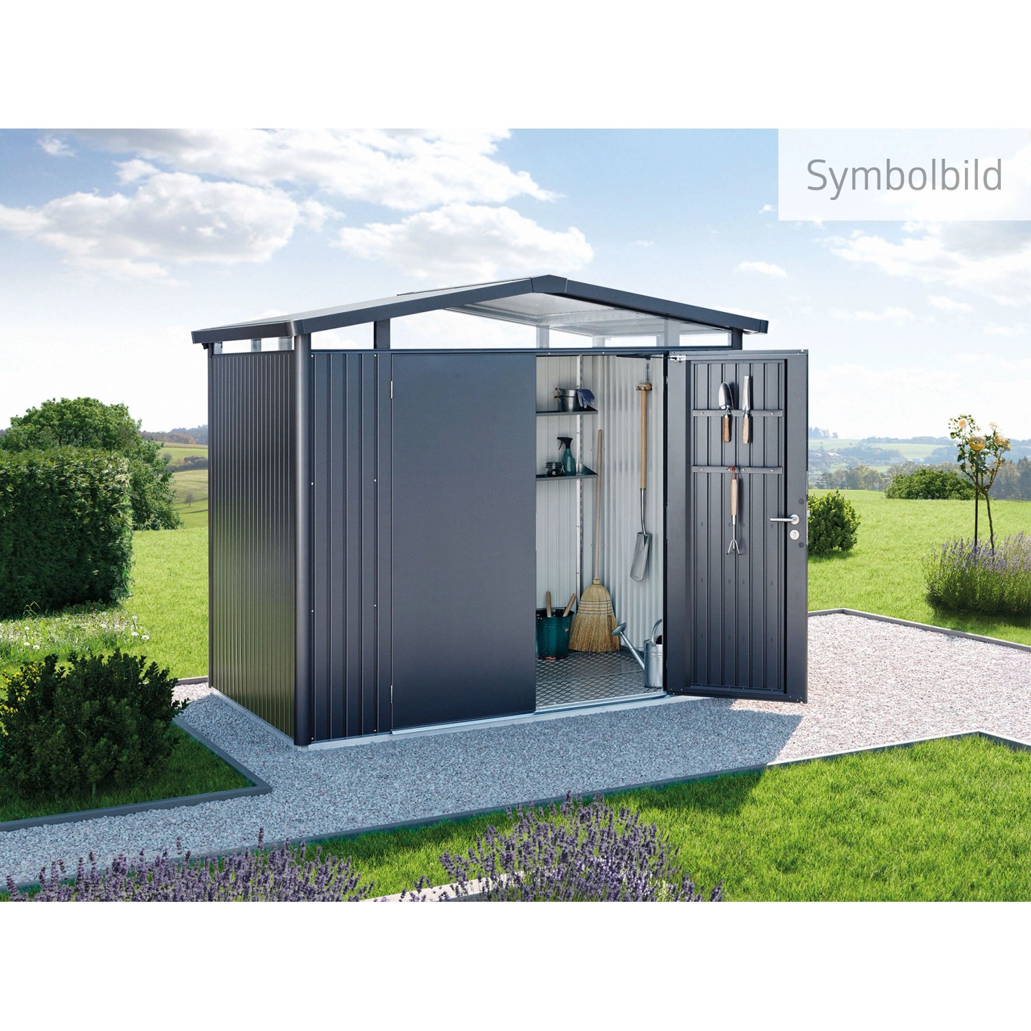 Biohort Metall-Gerätehaus Panorama Dunkelgrau 4,6 m²