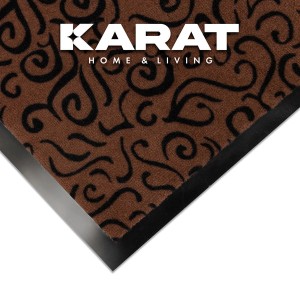 Braune Karat Schmutzfangmatte Brasil 90x150 cm mit schwarzem Muster und Gummirand.