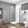 AICA Falttür Dusche 85x70cm, 6mm NANO Glas, Eckeinstieg Pendeltür. Duschkabine mit Chromrahmen.