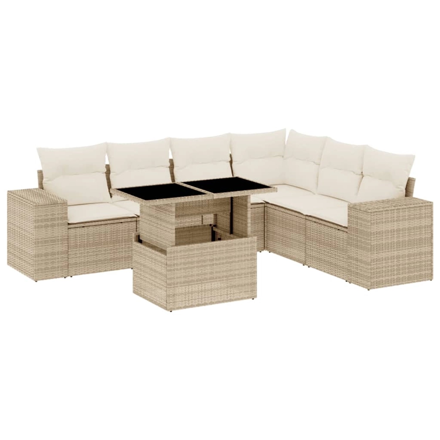 vidaXL 7-tlg Garten-Sofagarnitur mit Kissen Beige Poly Rattan Modell 344 günstig online kaufen