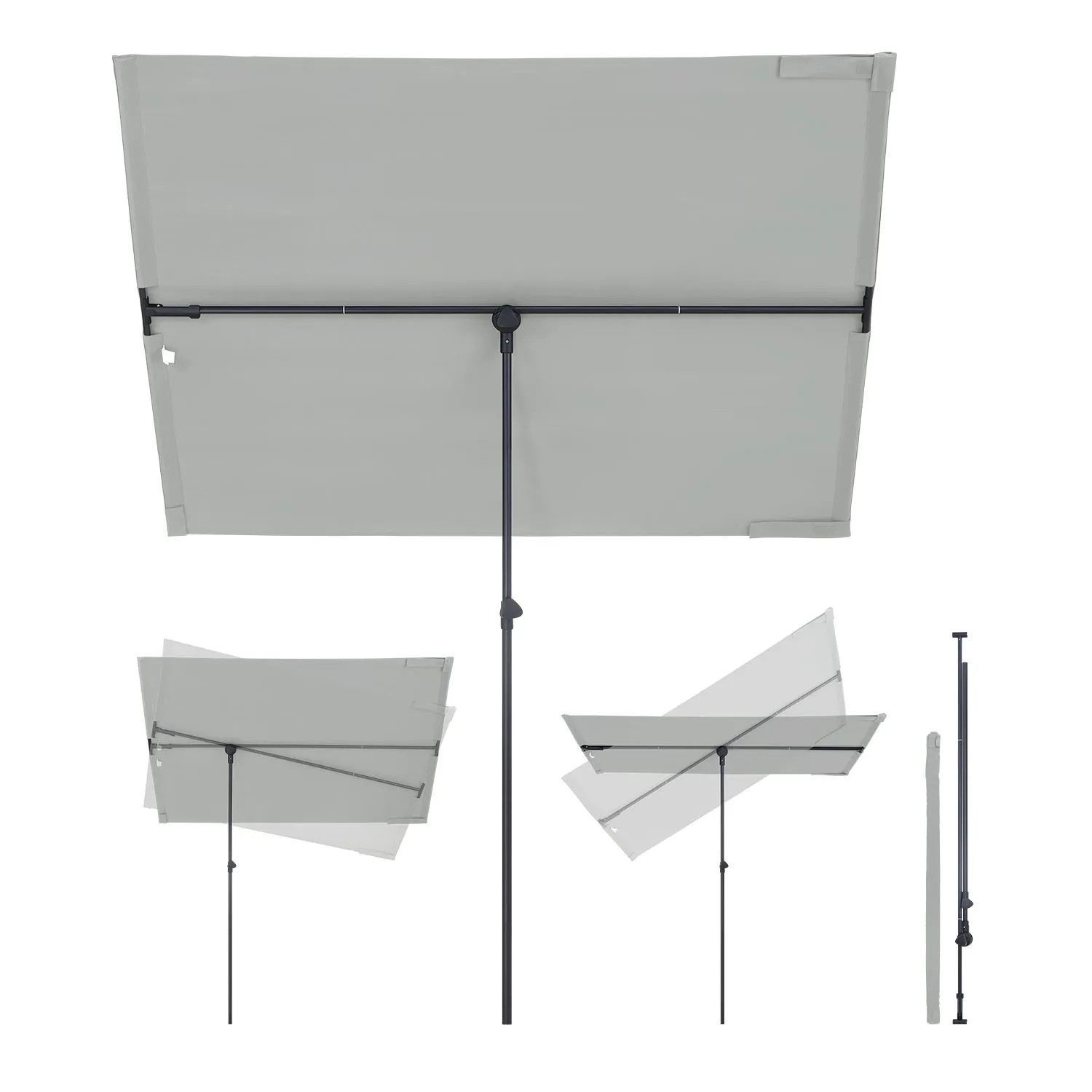 Sekey Sonnenschirm 180 x 130 cm Rechteckiger Sonnenschirm Balkon Individuell Verstellbar