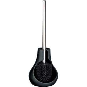 Wenko WC-Bürstengarnitur Drop Neo, Keramik schwarz, mit WC-Bürste und Halter in Tropfenform.