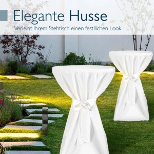 Beautissu Premium Stehtischhusse ø 80cm Weiß 2tlg