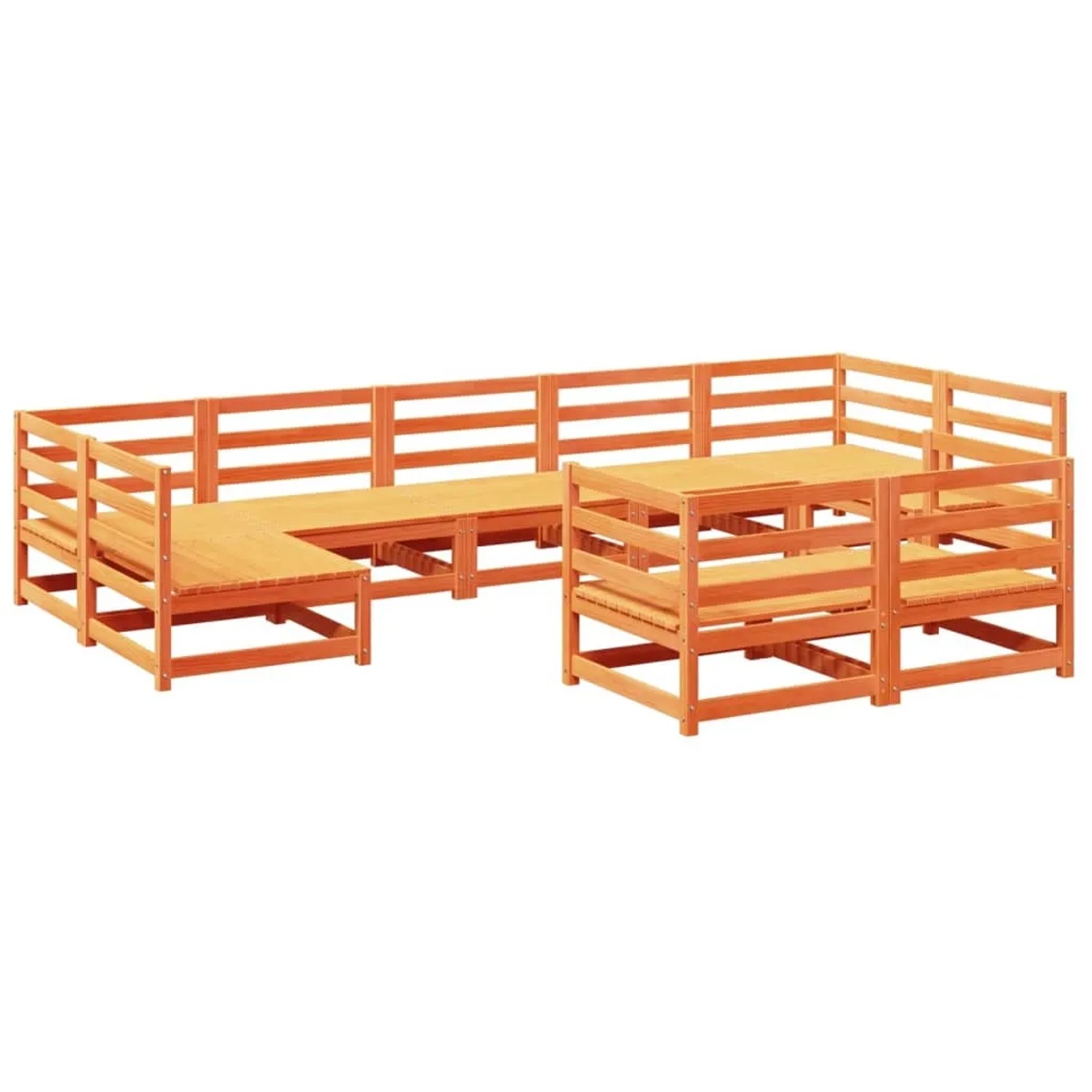 vidaXL 9-Tlg Garten-Sofagarnitur Wachsbraun Massivholz Kiefer 3299626 günstig online kaufen