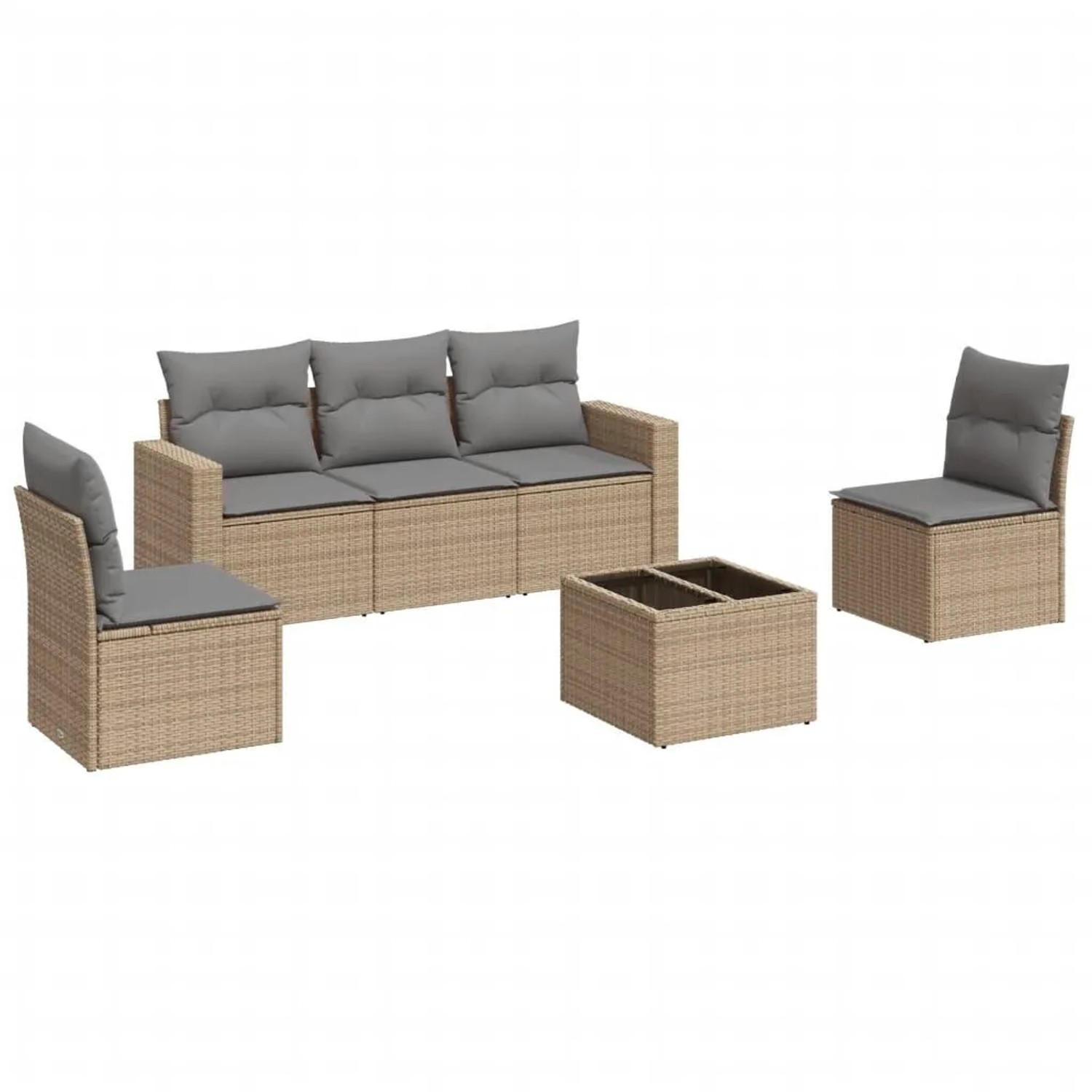 Thumbnail - vidaXL 6-Tlg Garten-Sofagarnitur mit Kissen Beige Poly Rattan 3251136