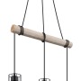 Globo Hängeleuchte Mina, 3-flammig, Holz/Schwarz, Pendelleuchte mit Holzstamm und schwarzen Metallschirmen.