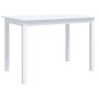 Weißer Esstisch aus Gummiholz und MDF, 114x71x75 cm. Schlichter Tisch für Esszimmer oder Küche.
