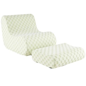Costway Sitzsack Sessel mit Hocker Teddy-Samt Grün