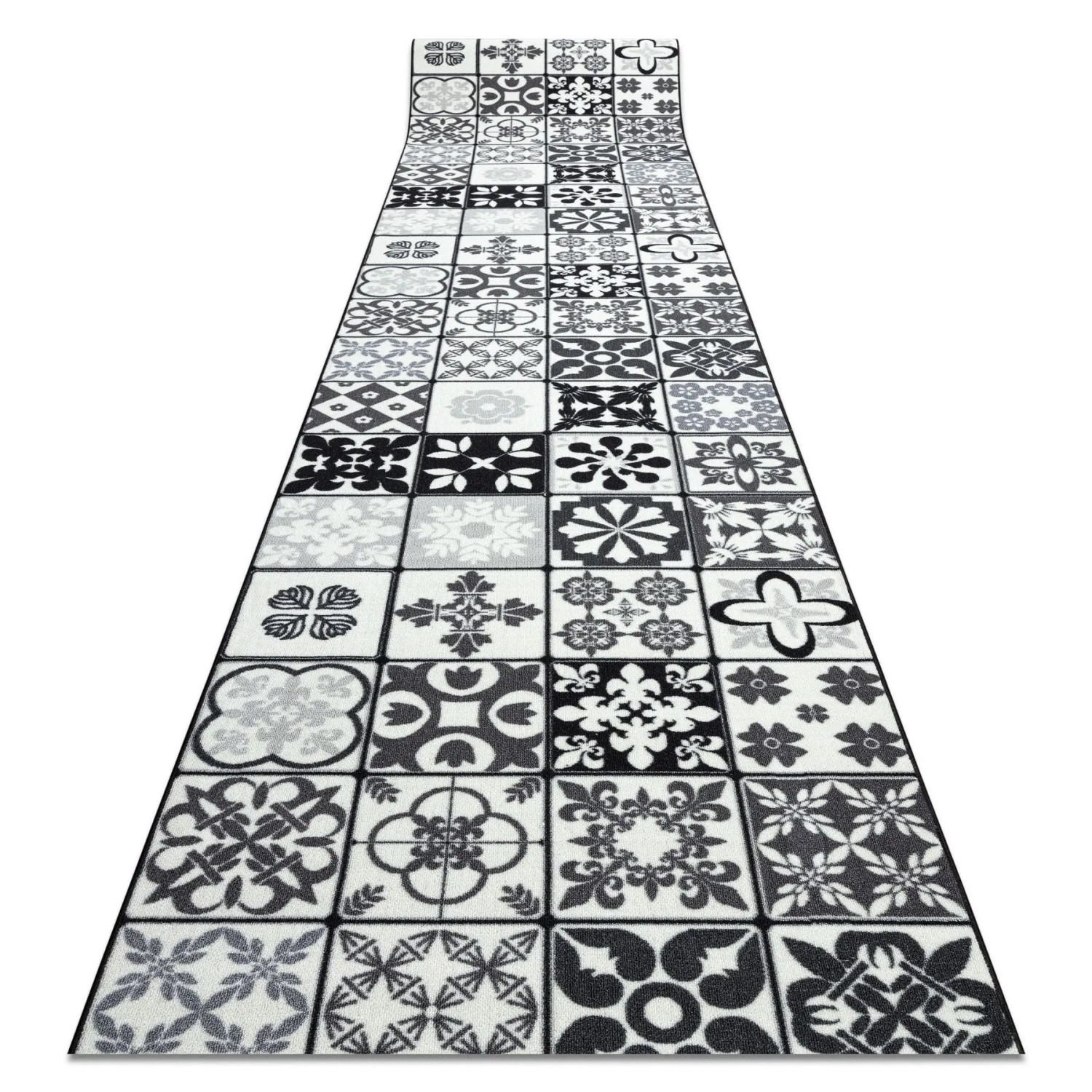 RugsX Läufer Antirutsch Azulejo VG15447 Grau 57cm 100cm