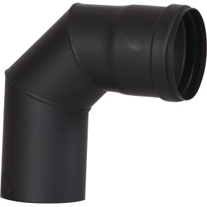 Schwarzes 90° Rauchrohr für Pelletöfen, Teil des OBI Rauchrohrsets.