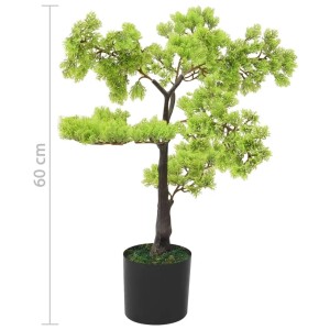 Künstlicher Zypressen-Bonsai, 60 cm hoch, im schwarzen Topf. Dekorative Kunstpflanze für Innenräume.