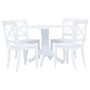Weiße Essgruppe: runder Tisch und 4 Stühle aus Gummiholz, Modell 1 von vidaXL.