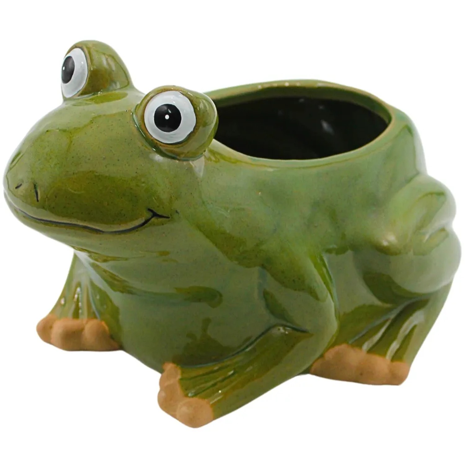 Dekohelden24 Übertopf Pflanztopf Pflanzgefäß Dekoschale aus Keramik Frosch Maße L/B/H ca 22 x 17 x 14 cm