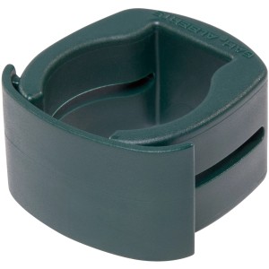 Grüner Alberts Fix-Clip Pro (34 mm) zur Befestigung von Zäunen am Pfosten.