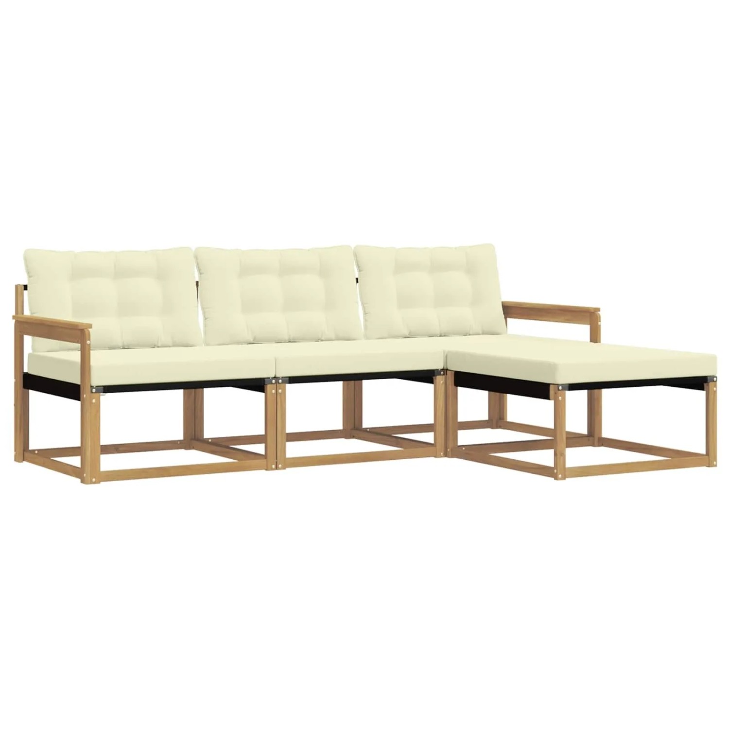 vidaXL Outdoor-Sofagarnitur mit Kissen 4 Stk Weiß und Creme 3388556