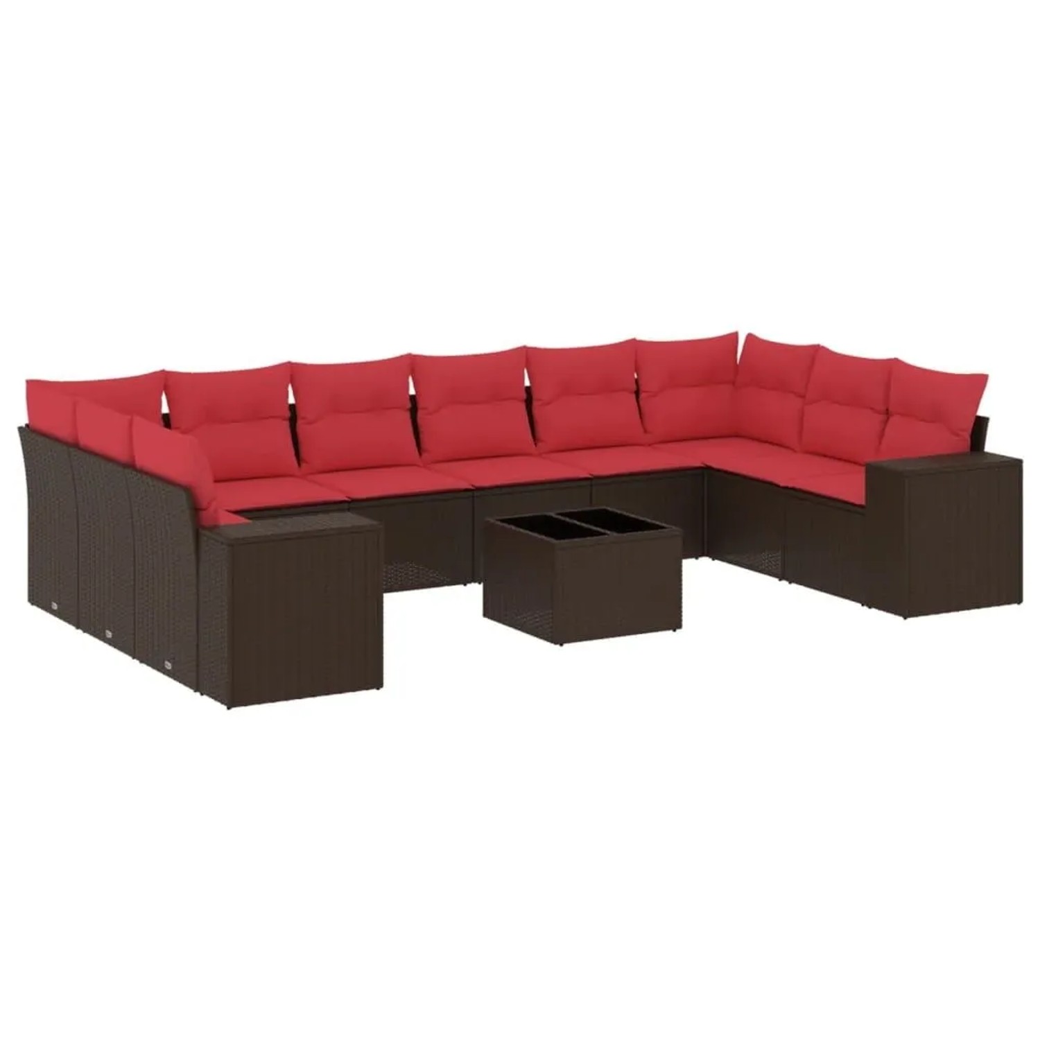 vidaXL 11-Tlg Gartensofa-Set mit Kissen Braun Polyrattan 3223083 günstig online kaufen