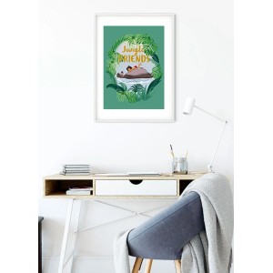 Grünes Disney Dschungelbuch Poster (50x70 cm) als Fototapete für das Kinderzimmer.