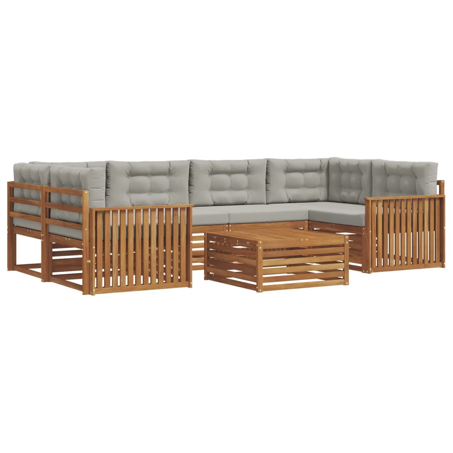 vidaXL Outdoor-Sofagarnitur mit Kissen 21-Tlg Natur und Hellgrau 3373096