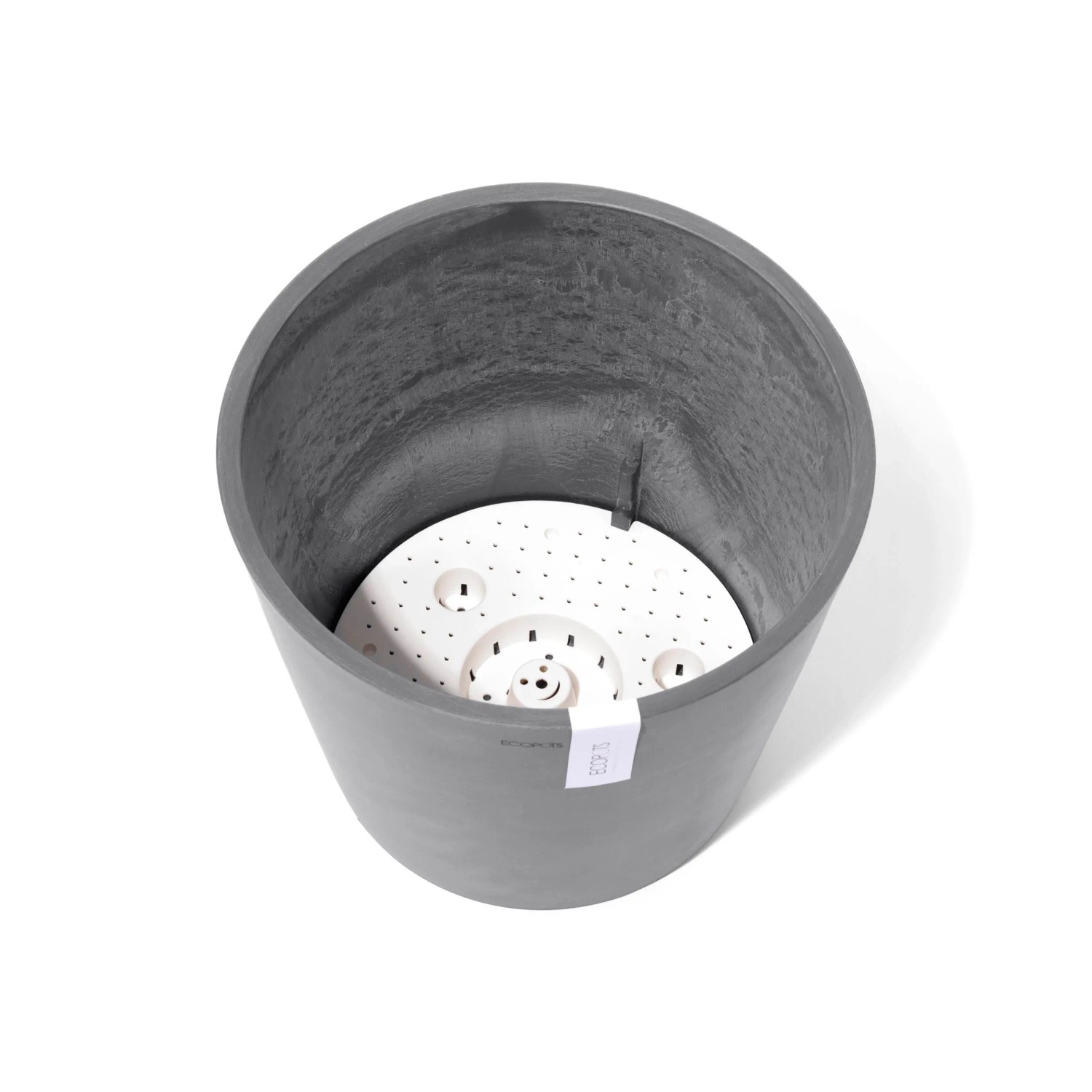 Grauer Ecopots Pflanztopf Amsterdam, 30x26 cm, mit Bewässerungssystem. Ideal für Zimmer- & Gartenpflanzen.