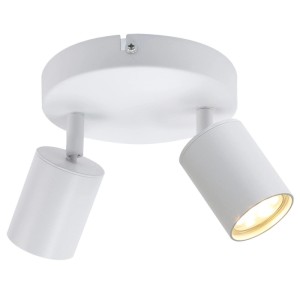 Weißer ZMH LED Deckenstrahler mit zwei schwenkbaren, zylindrischen GU10 Spots. Ideal für moderne Lampen & Leuchten.
