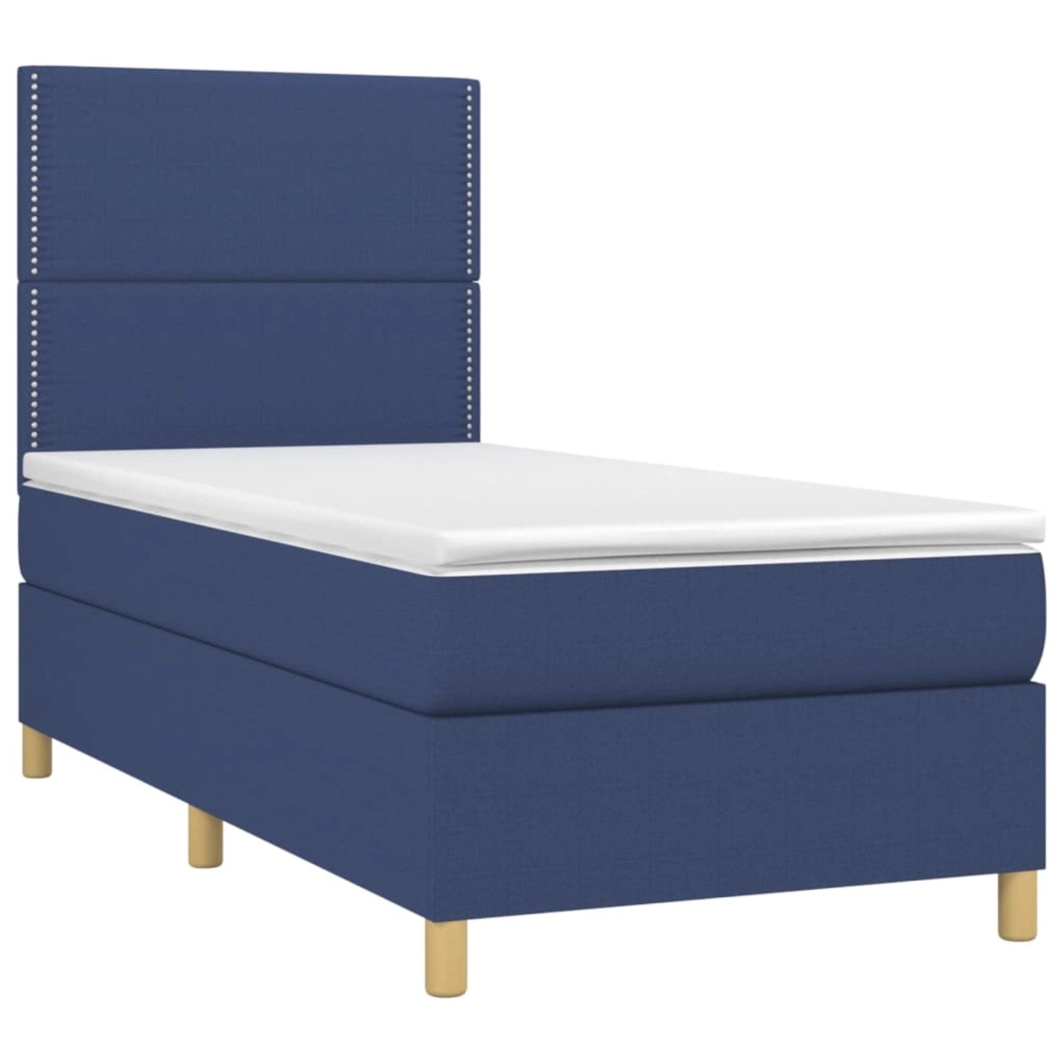vidaXL Boxspringbett mit Matratze & LED Blau 100x200 cm Stoff 3135339