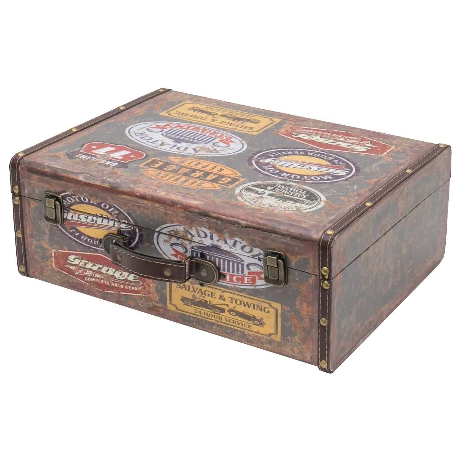 Thumbnail - HMF VKO107 Vintage Vintage Koffer Truhe Holzkiste Holz 44 x 32 x 16 cm Deko Garage