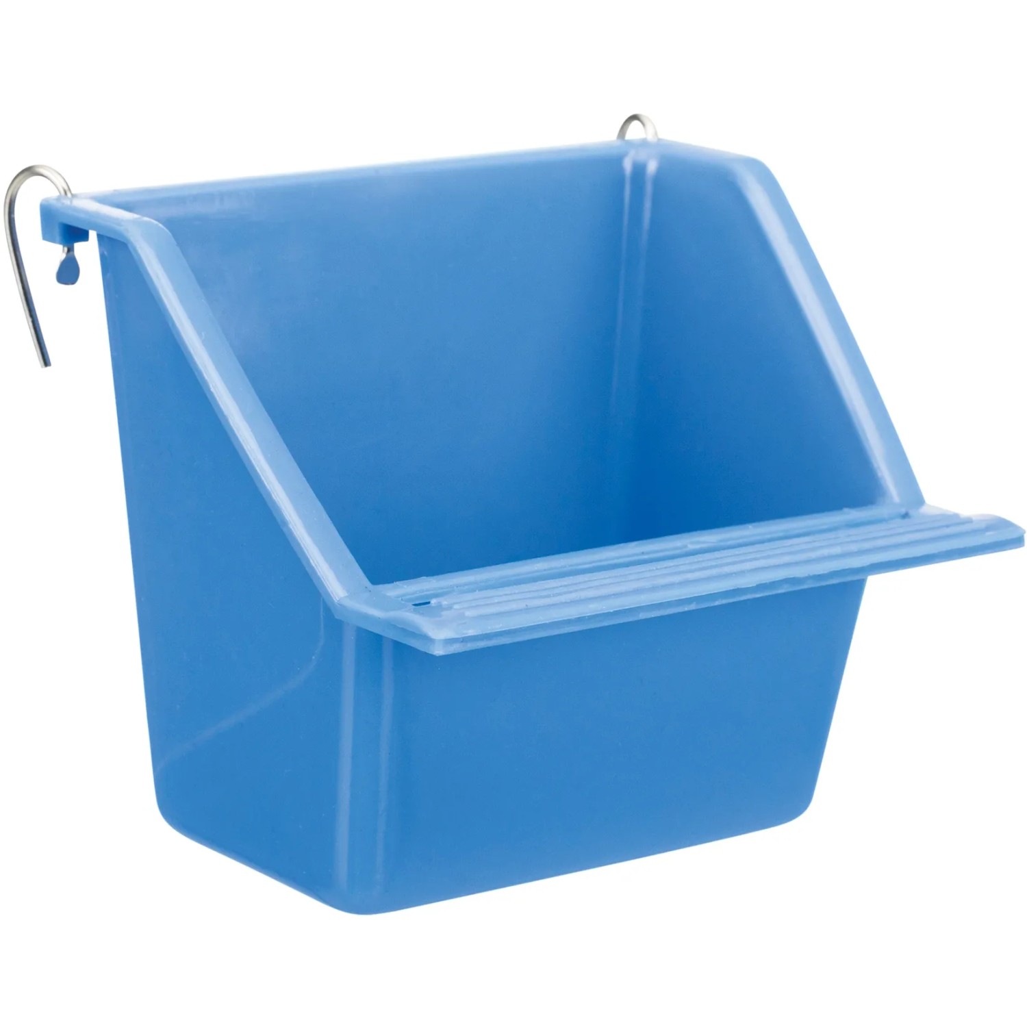 Blauer Trixie Hängenapf, 130ml, für Vogelkäfige mit erhöhter Rückwand und Landeplatz.