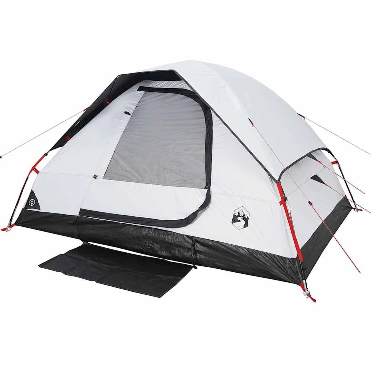 Furnicato Kuppelzelt weiß-schwarz, 274x213x150 cm, verdunkelnd. Geräumiges 4-Personen-Campingzelt.