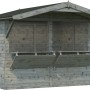 Graues Palmako Stella Holz-Gartenhaus mit Satteldach, tauchgrundiert, 273x190 cm.