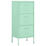 Minzgrüner vidaXL Lagerschrank aus Stahl mit 3 Schubladen für Büro.