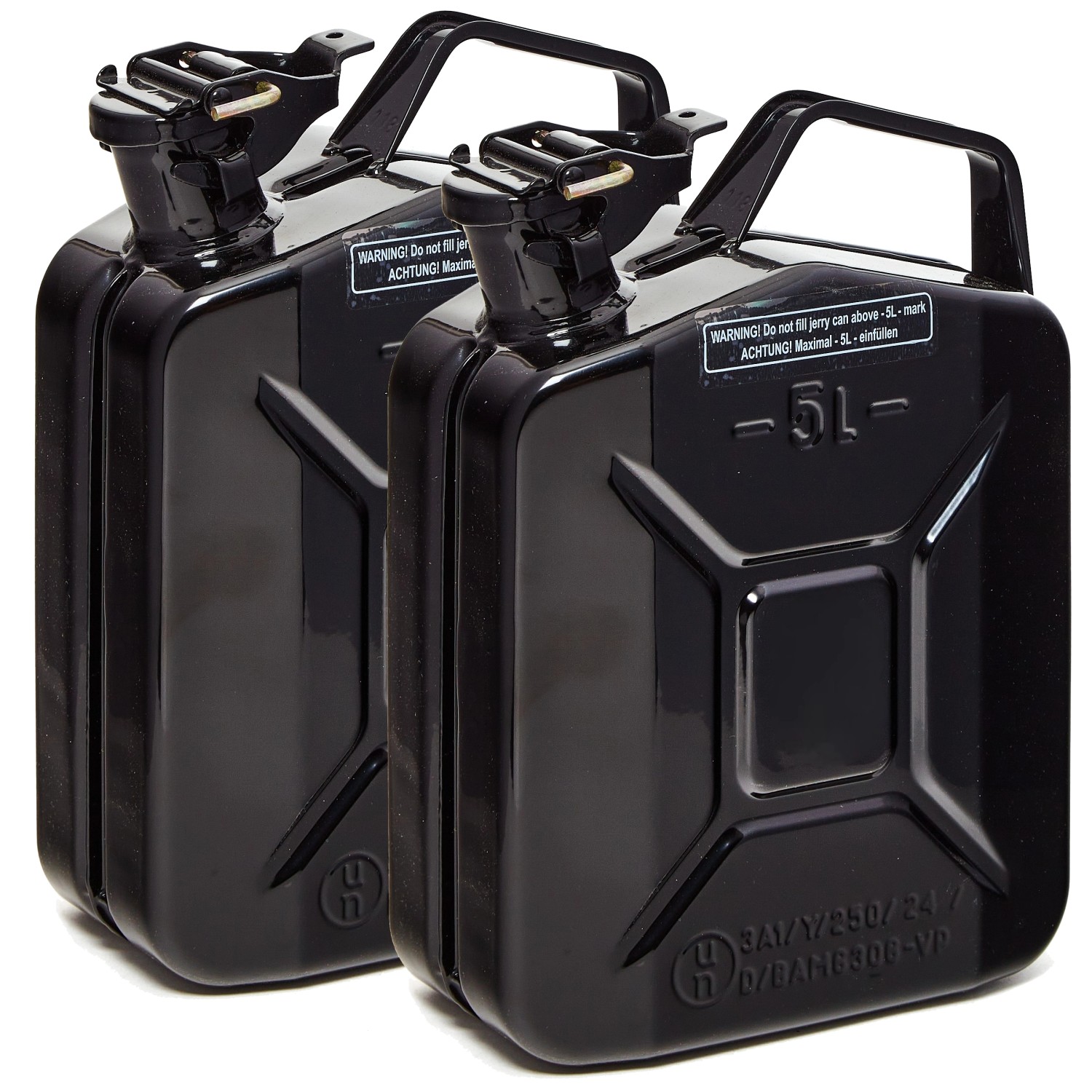 BW Kraftstoffkanister Metall Benzinkanister 2x 5 Liter Schwarz RAL 9005 TÜV-geprüft und UN-Zulassung Made in Europe