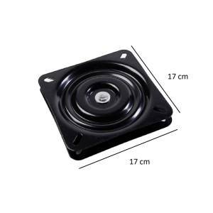 SOTECH Drehbeschlag, quadratisch, schwarz, 17x17 cm, 360° drehbar. Kugelgelagertes Drehlager aus Stahl für Möbel.