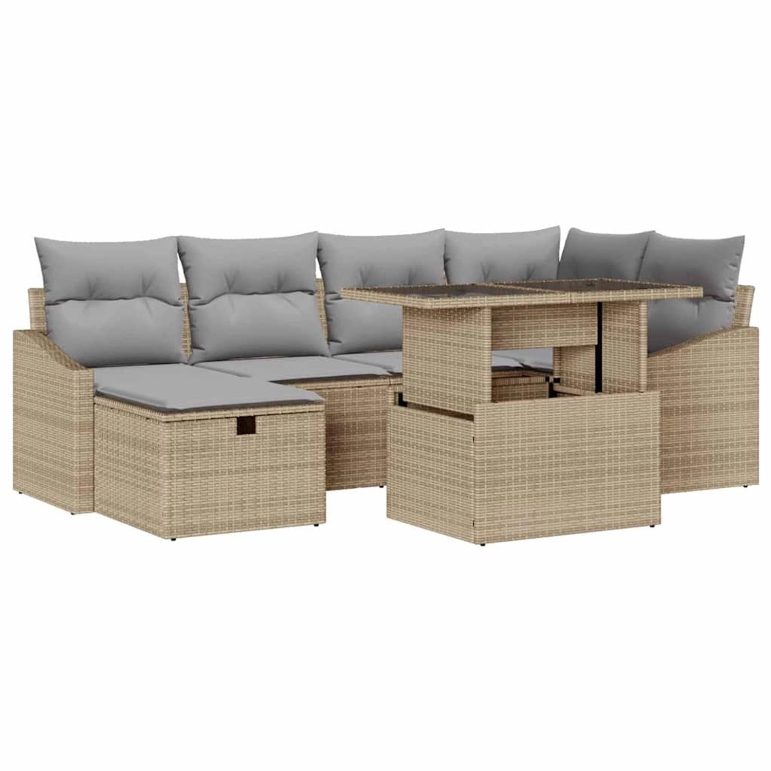 vidaXL Garten-Sofa-Set 7-Tlg Beige Poly Rattan 3361169 günstig online kaufen