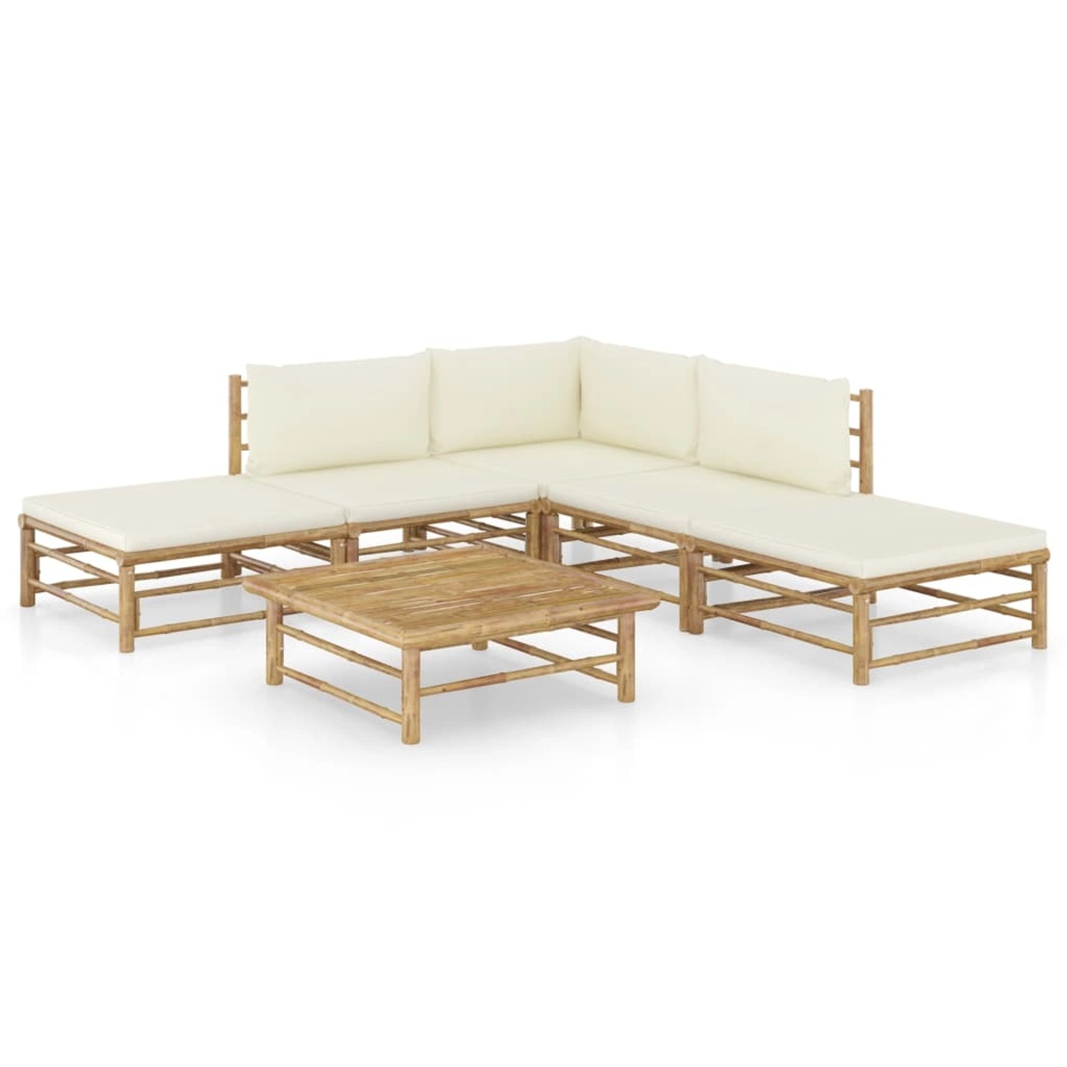 Thumbnail - vidaXL 6-Tlg Garten-Lounge-Set mit Cremeweißen Kissen Bambus 3058187