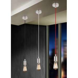 Globo Pendelleuchte Noel in Nickel-Rot mit drei Farbvarianten. Moderne Hängelampe für E27 Leuchtmittel.