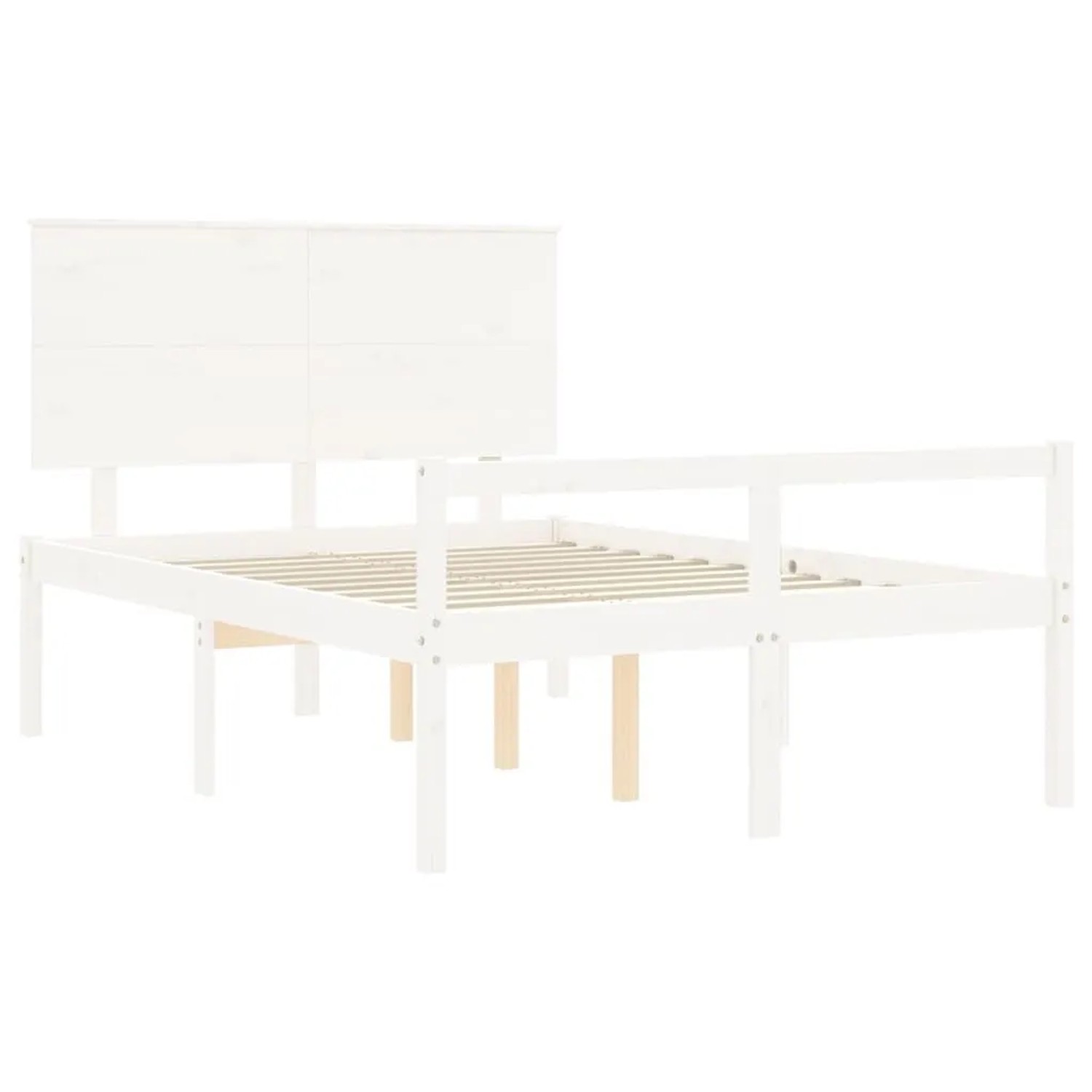 vidaXL Seniorenbett mit Kopfteil 120x200 cm Weiß Massivholz 3195477