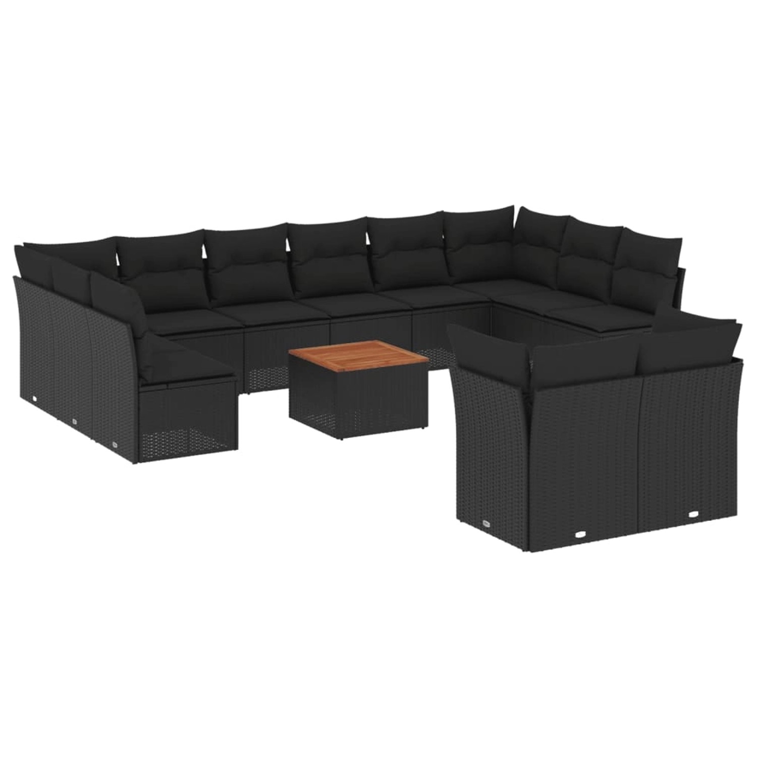 vidaXL 13-Tlg Garten-Sofagarnitur mit Kissen Schwarz Poly Rattan 3256244 günstig online kaufen