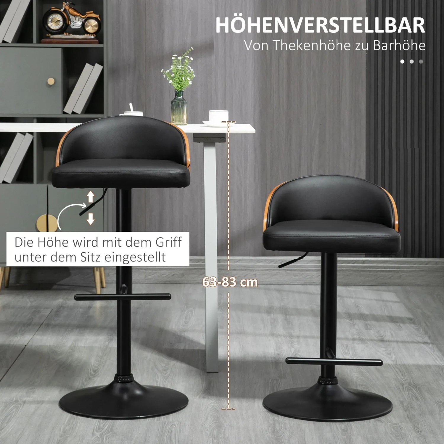 HOMCOM 2er-Set Barhocker Mit Fußstütze, Barstühl Produktbild-Vorschau 5