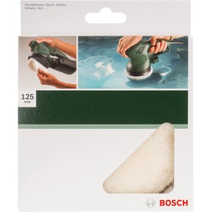 Bosch Lammwollhaube 125 mm für Exzenterschleifer, zum Polieren von Oberflächen.
