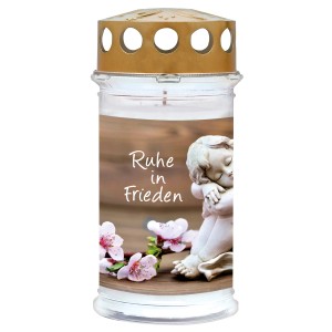 Motiv-Grablicht Ambrosius mit Engel-Motiv, 5 Tage Brenndauer, wetterfestes Design.