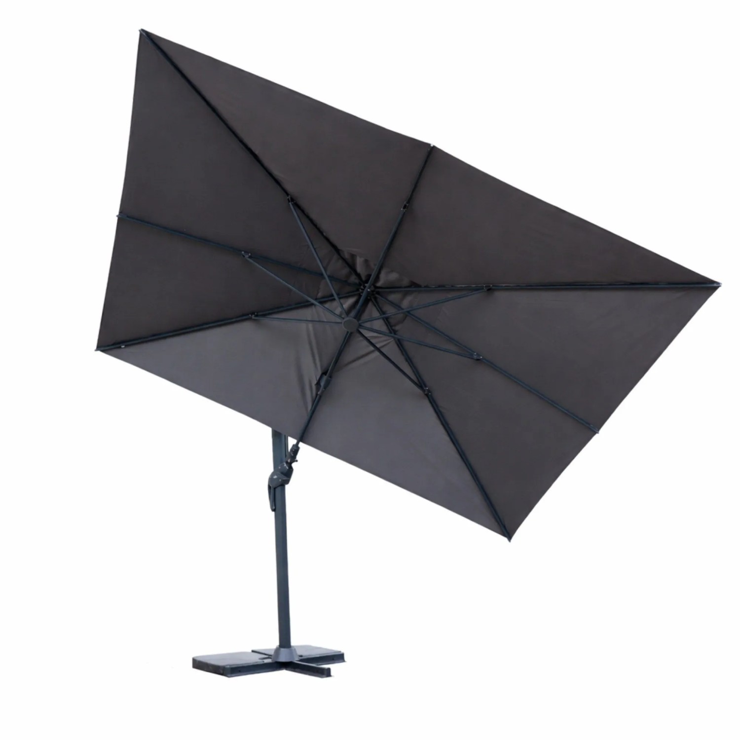 osoltus Ampelschirm Grande KOS Alu mit Kurbel 4 X 3m Tilt Axial Schwenkbar Grau