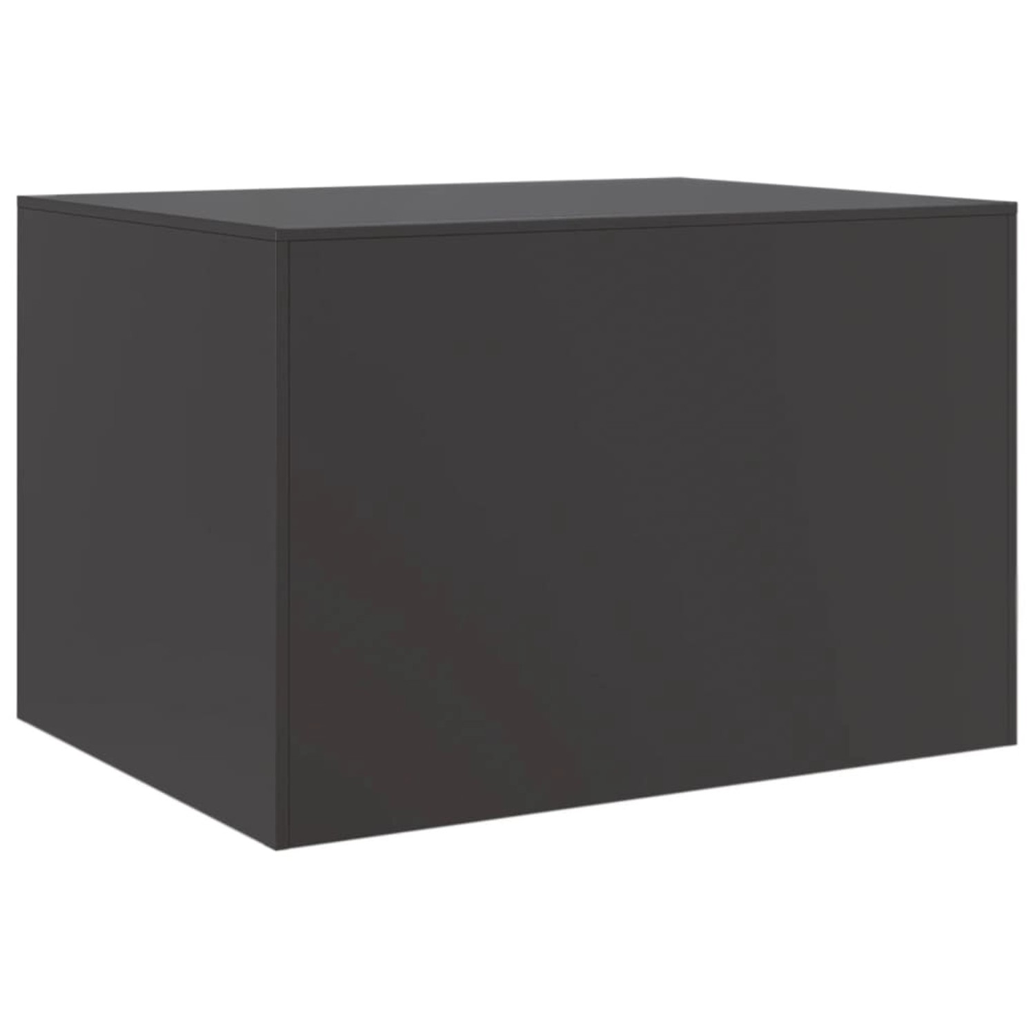 Schwarzer vidaXL Couchtisch aus Stahl, 67x50x44 cm, mit zwei Türen und Griffen.